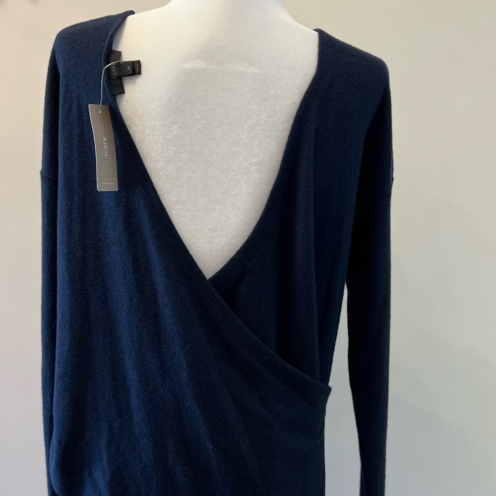 NWOT J.Crew Navy Blue Reversible V-back long-sleeve tunic - Picture 9 of 12